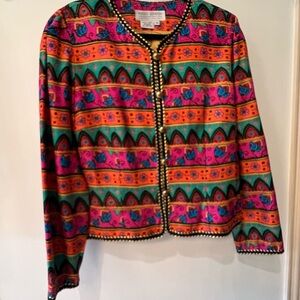 Vibrant Maggie London 100% silk dressy top! Size 14